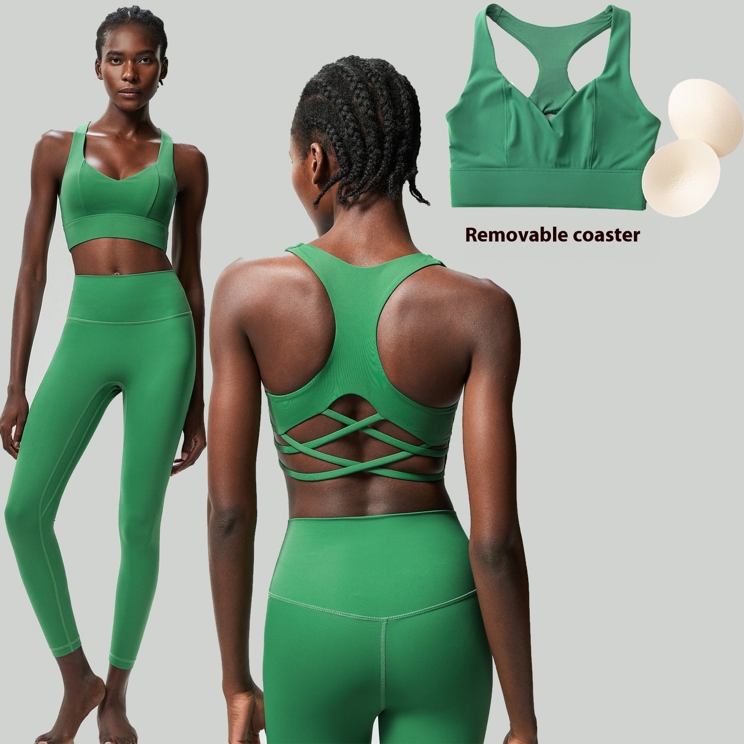 Women's Two-Piece Activewear Set – High-Waisted Leggings and Sports Bra Workout Outfit in Multiple Colors