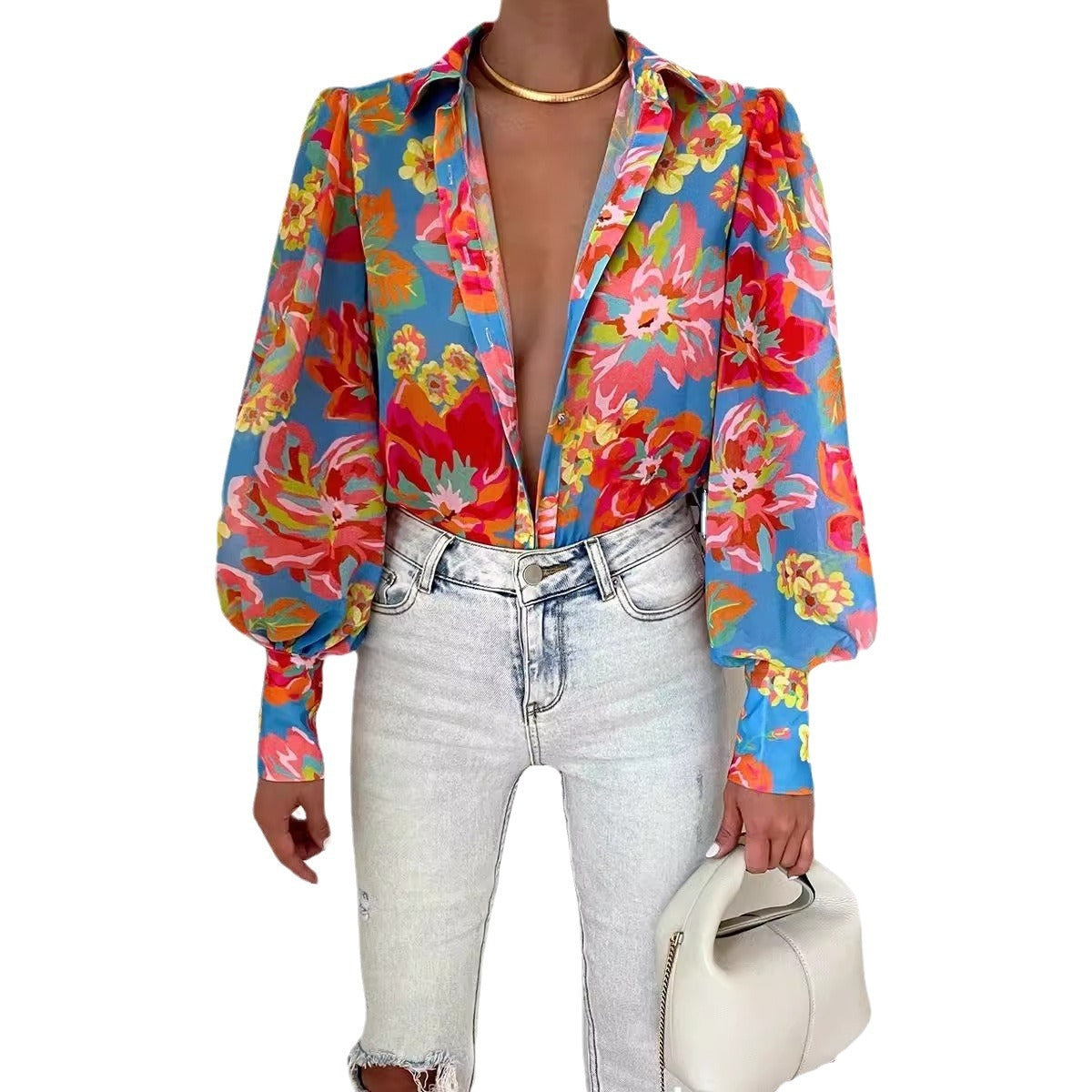 Women's Casual Bottoming Top Long-sleeved Printed Shirt