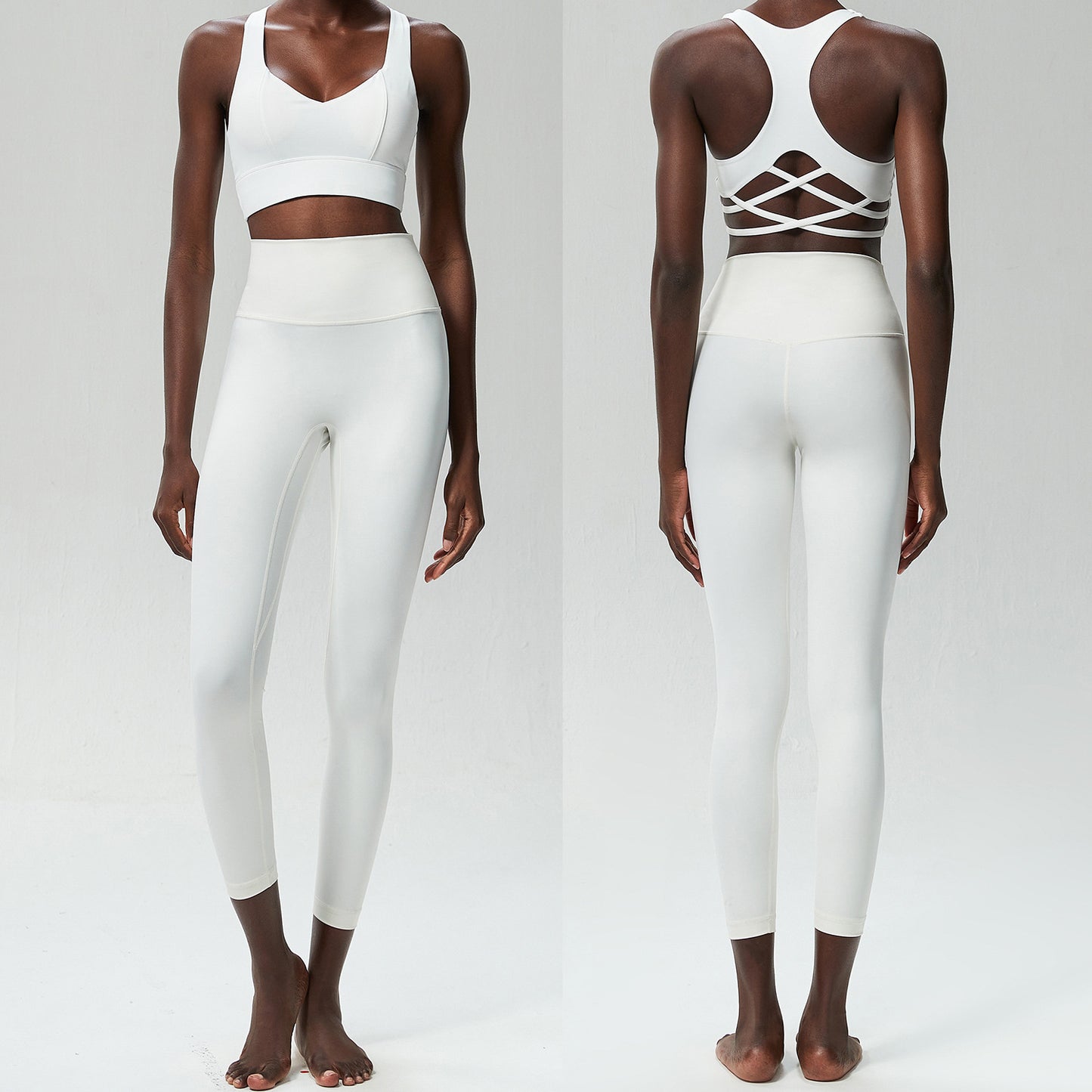 Women's Two-Piece Activewear Set – High-Waisted Leggings and Sports Bra Workout Outfit in Multiple Colors