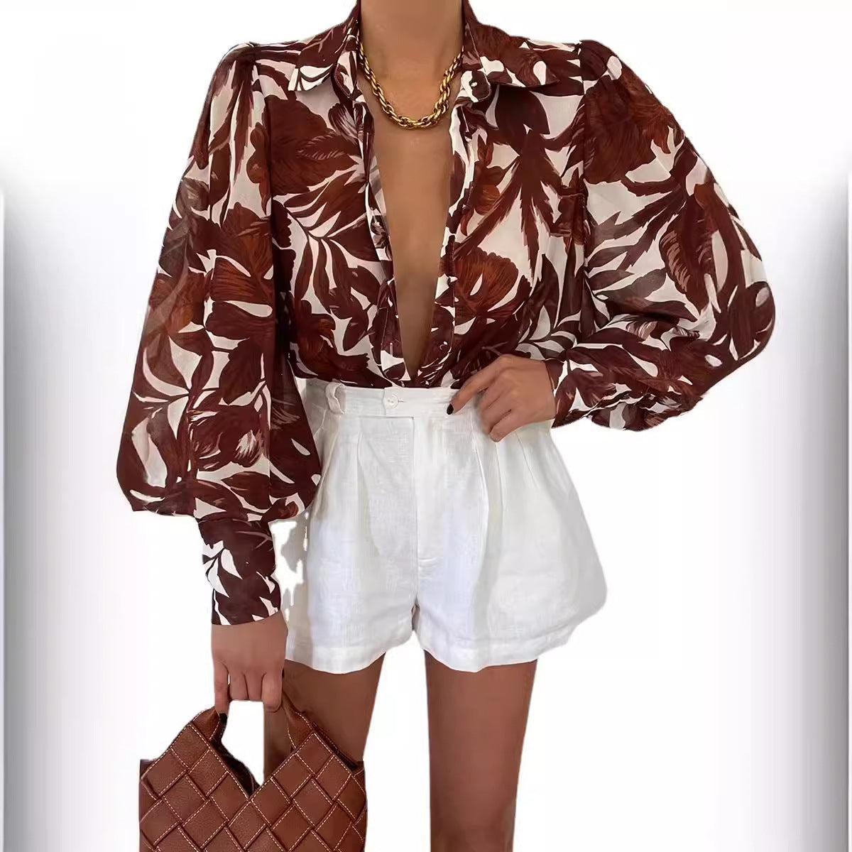 Women's Casual Bottoming Top Long-sleeved Printed Shirt