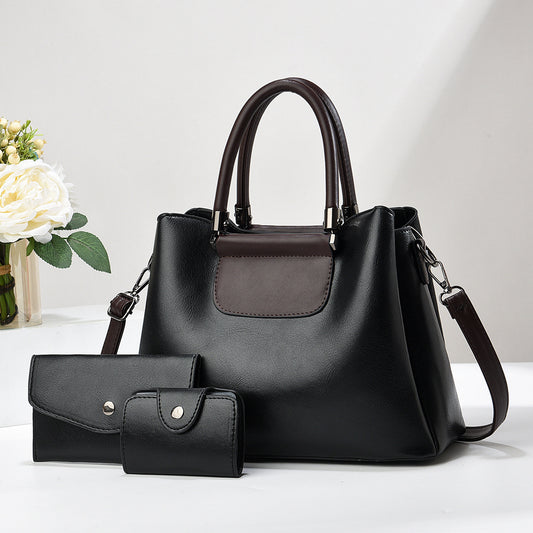 3-Piece Faux Leather Handbag Set – Tote, Wallet & Clutch for Women