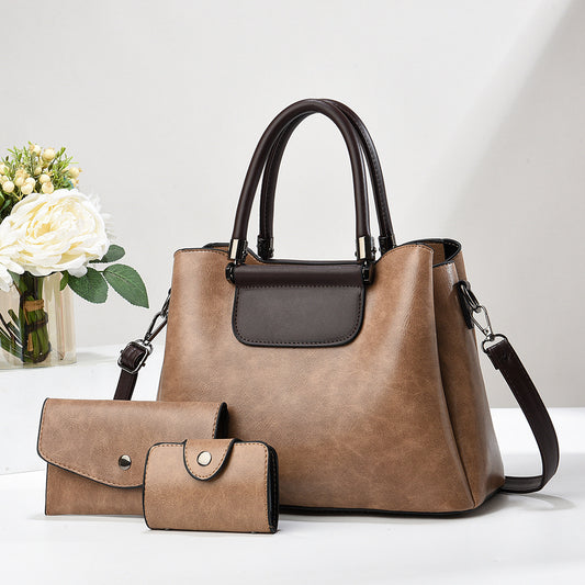3-Piece Faux Leather Handbag Set – Tote, Wallet & Clutch for Women