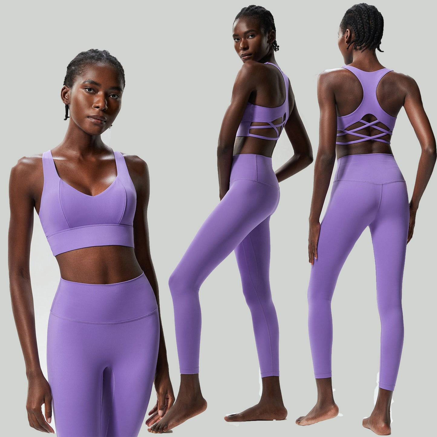 Women's Two-Piece Activewear Set – High-Waisted Leggings and Sports Bra Workout Outfit in Multiple Colors